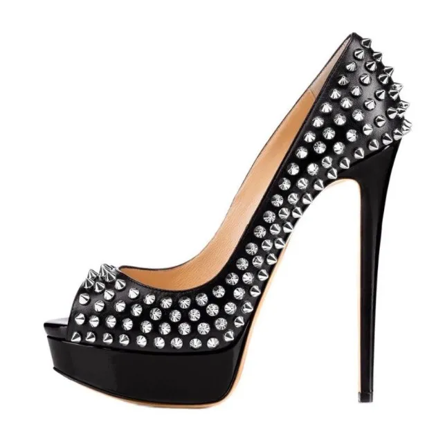 Quinn Fish Mouth Rivets Super High Heel Shoes