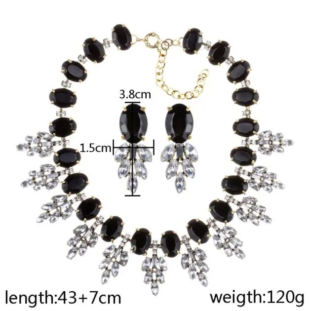 Collar y aretes de cristal de moda con diamantes