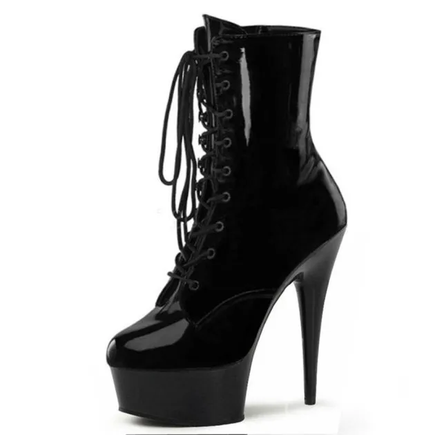 Sadie Lace-Up Low Boots Black Pole Dance&nbsp;