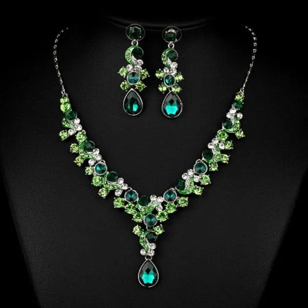 Bridal Necklace Earrings Transparent Diamond Jewelry