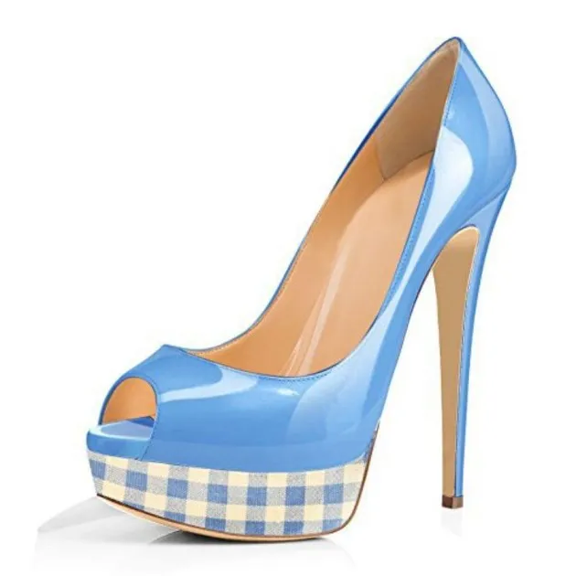 Josephine Candy Color Plaid Fish Mouth Platform Shoes