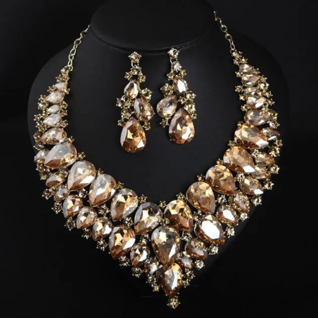 Crystal Necklace Earring Set African Queen