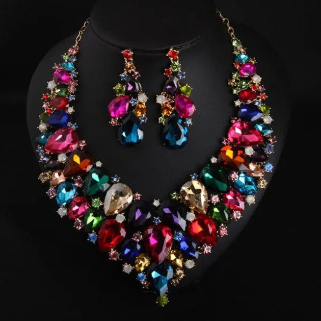 Crystal Necklace Earring Set African Queen