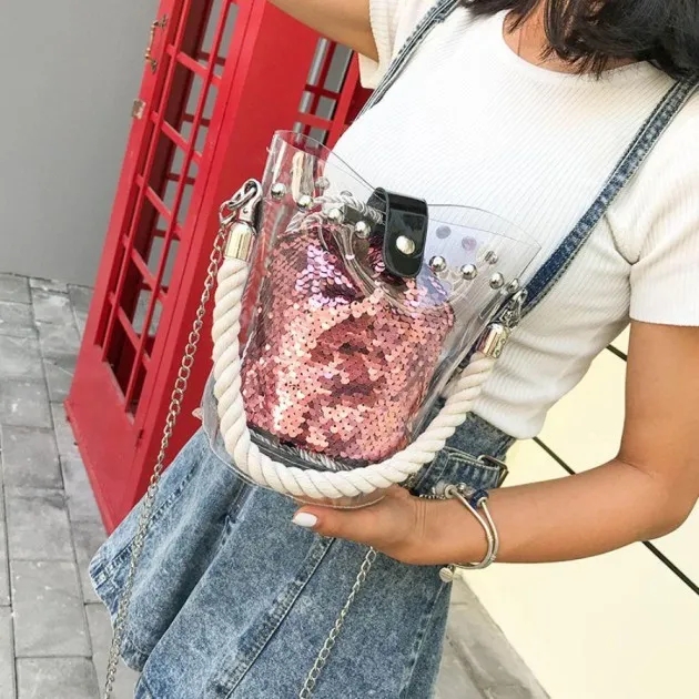 Sequin bag in Transparent