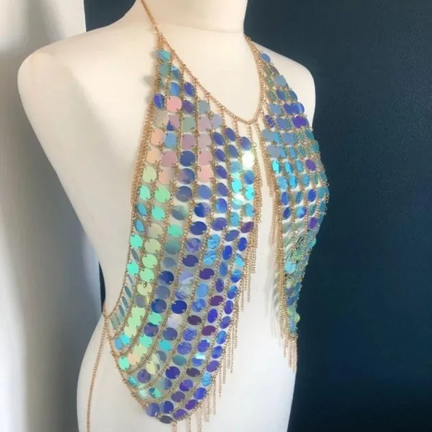 Handmade sequin body chain Ximena
