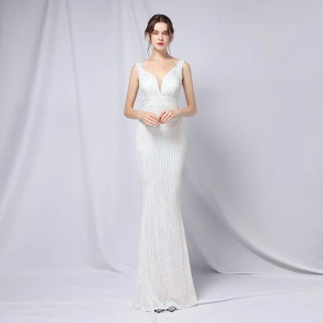 Alexandra Sequined Fishtail Long Dress