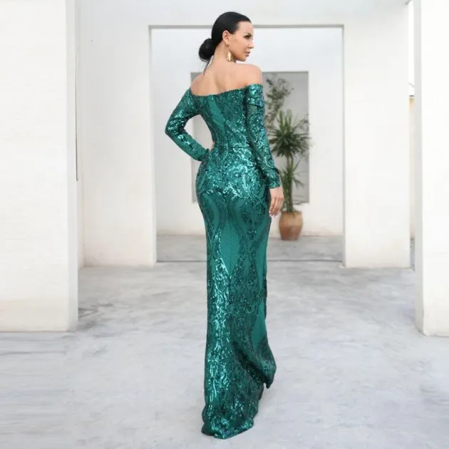 Long-sleeved retro sequin fishtail Cecilia