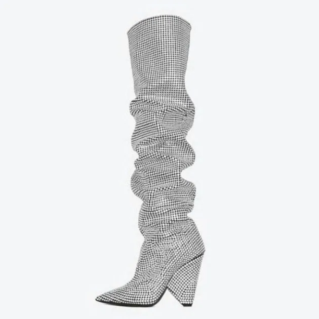 Tacón cónico Tacones altos Moda Rhinestone Lentejuelas Kylie