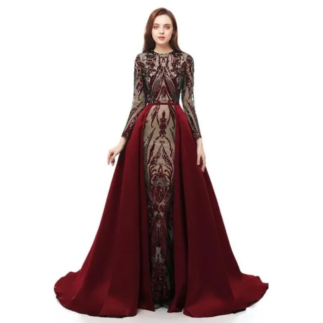 Fashion Long-Sleeved Small Tail Long Dress Sienna