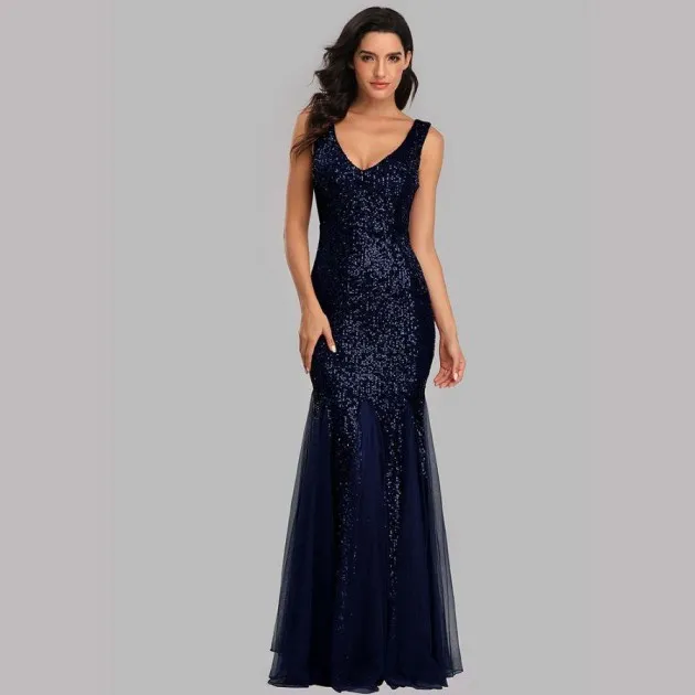 Dress Sequined Fishtail V-Neck Sleeveless Dress