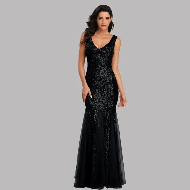 Dress Sequined Fishtail V-Neck Sleeveless Dress