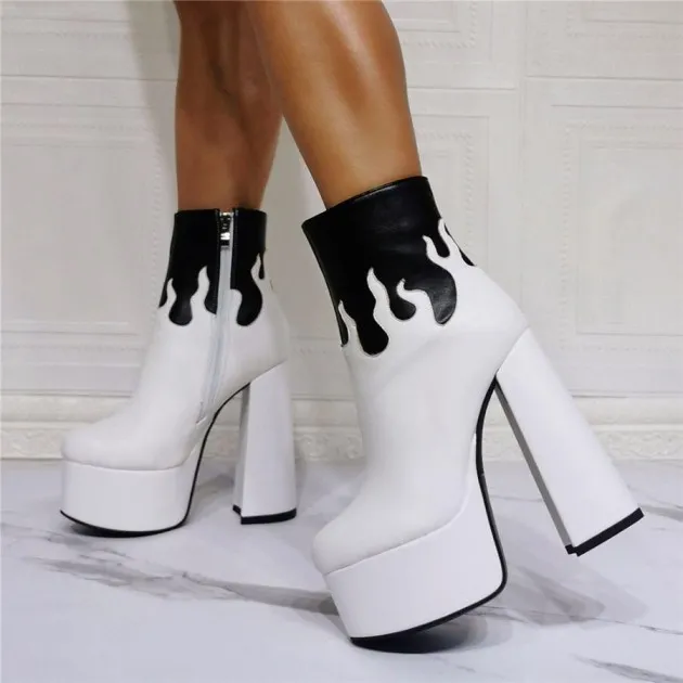 Gothic Water Stage Flame Thick Heel Fashion&nbsp;
