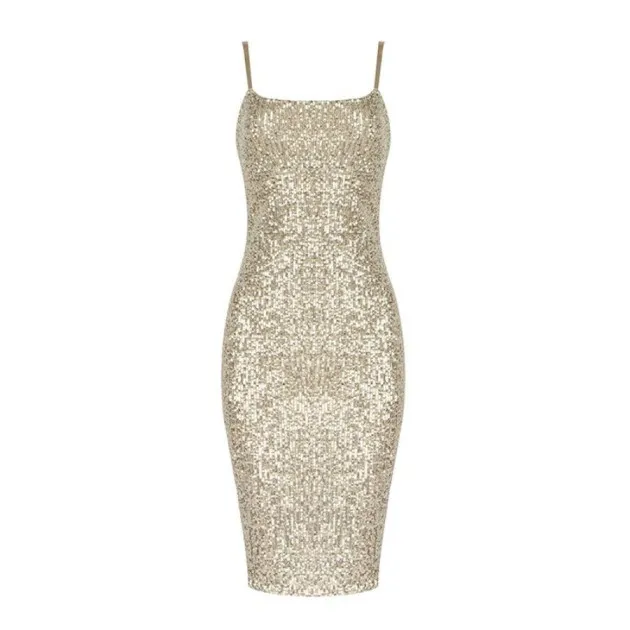 Dress With Sequins And Back Slim Slimming Dress