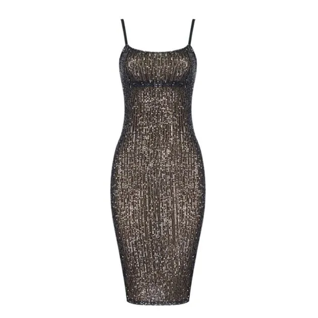 Dress With Sequins And Back Slim Slimming Dress