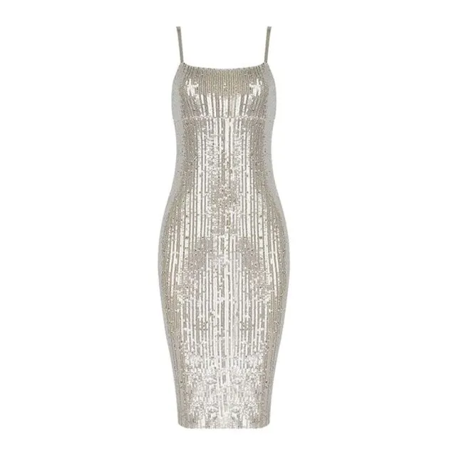 Dress With Sequins And Back Slim Slimming Dress