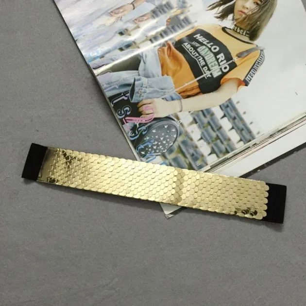 Metal Color Decorative Scales Stitching Girdle Belt