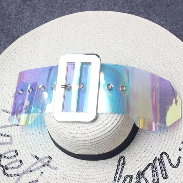 Silver Generous Buckle Laser Magic Color PVC Air Eye All-match Belt