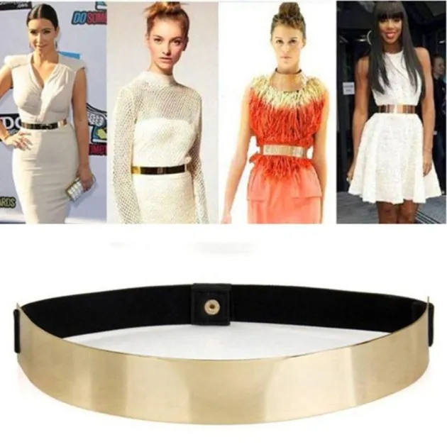 Gold Super Long Mirror Metal Simple Versatile Elastic Belt