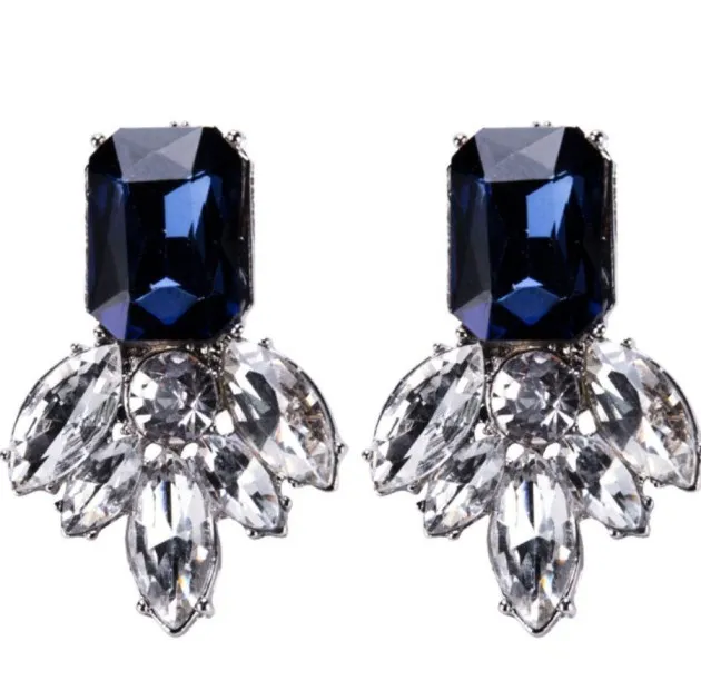 Jewelry Black Blue Crystal Rhinestone Drop Earrings