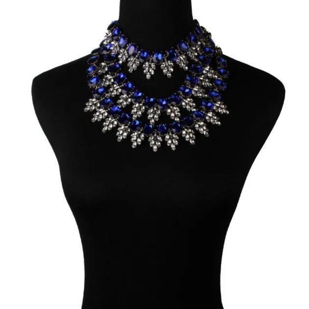 Luxury Blue Crystal Embellished