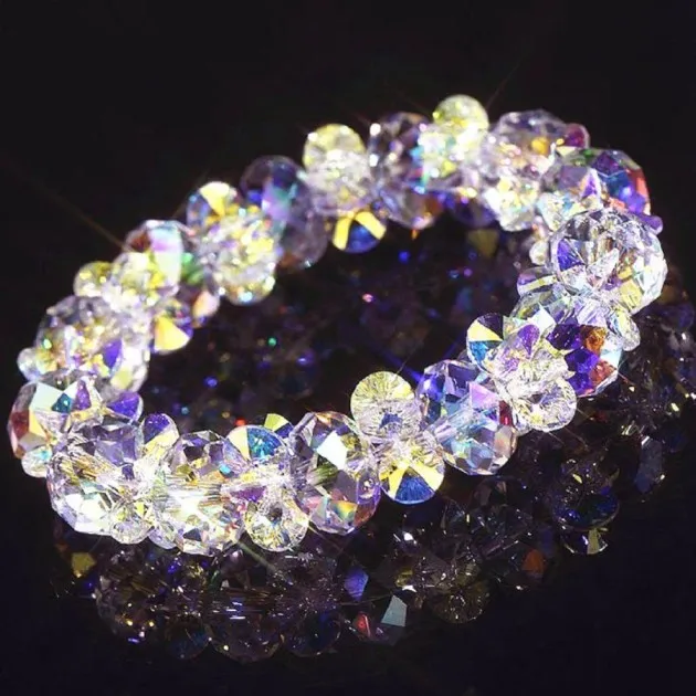 Pulsera de cristal austriaco blanco colorido de lujo