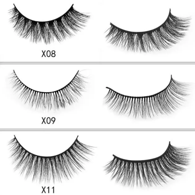 3D mink eyelashes 3 pairs of natural fiber long false eyelashes