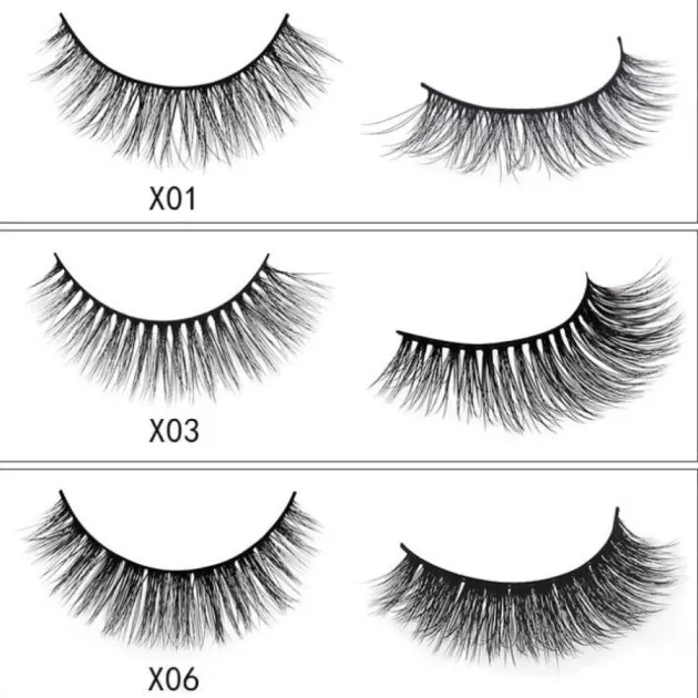 3D mink eyelashes 3 pairs of natural fiber long false eyelashes
