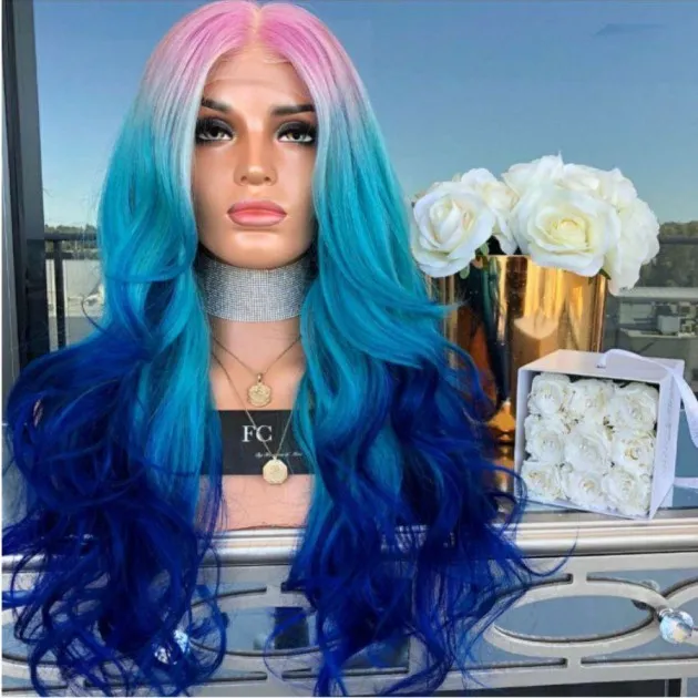 Lola Mid-section Three-color Gradient Chemical Fiber Wig Big Wavy Fluffy Hair