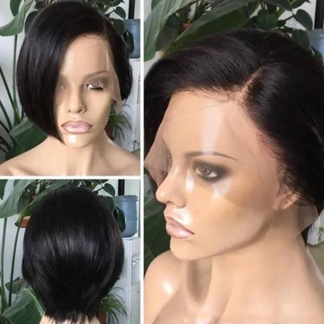 Bob Wig Real Hair Short Straight Hair