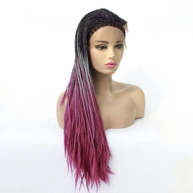 Lady Double Braided Wig Black Front Lace