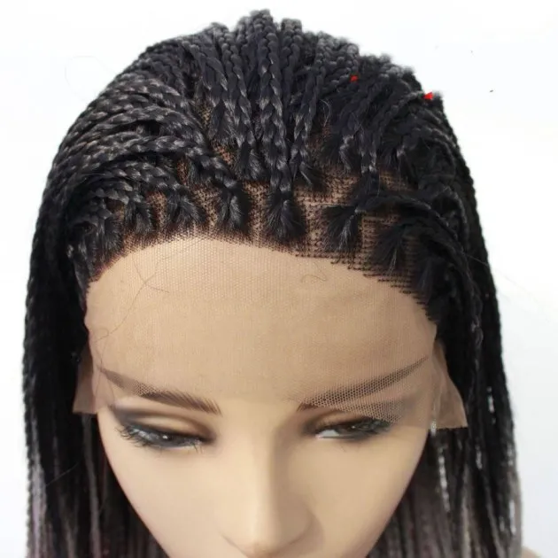 Peluca trenzada doble dama encaje frontal negro