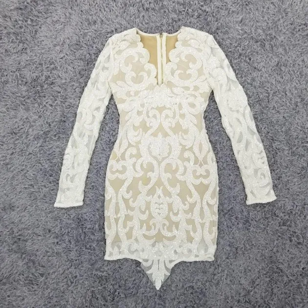 Deep V sequined short dress Amira