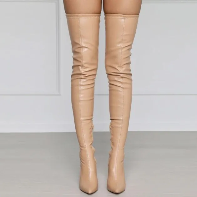 Sexy Pu Pointed Side Zipper High Stiletto Heels