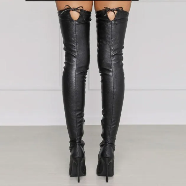 Sexy Pu Pointed Side Zipper High Stiletto Heels
