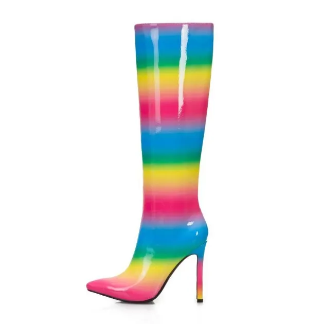 Stiletto High Boots Rainbow Boots Shoes