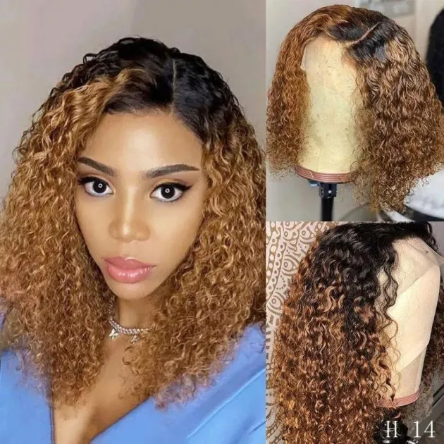 Side Part Bob Wavy Ombre Lace Wig Human Hair Madilyn