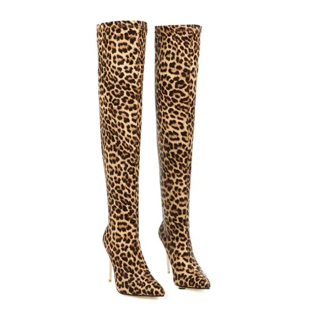 Super High Heel Plus Size Leopard Print Over-the-knee Boots Harlow