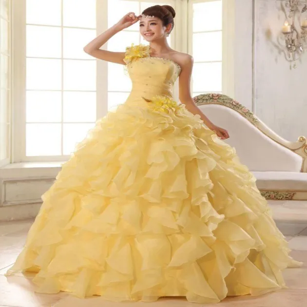 Vestido de noche de fiesta anual de un hombro, falda larga abullonada para escenario