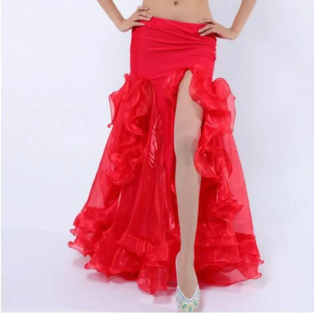 Belly Dance Performance Slit Hemming Long Skirt