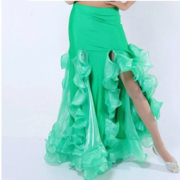 Belly Dance Performance Slit Hemming Long Skirt
