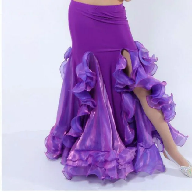 Belly Dance Performance Slit Hemming Long Skirt