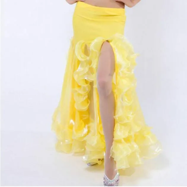 Belly Dance Performance Slit Hemming Long Skirt