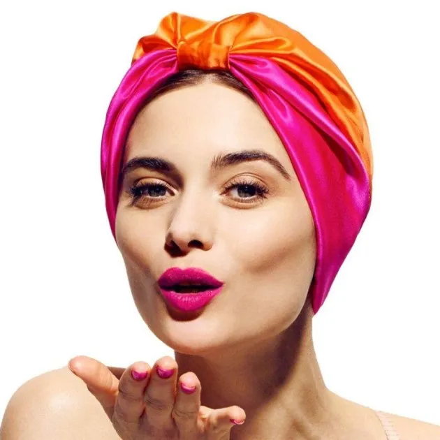 Double-layer stretch satin turban