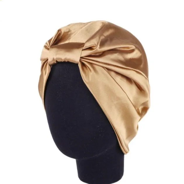 Double-layer stretch satin turban