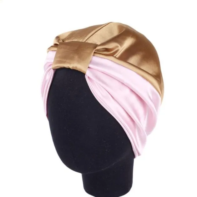 Double-layer stretch satin turban
