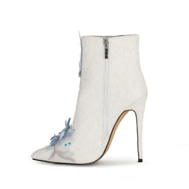 Zapatos blancos de flores de encaje de moda