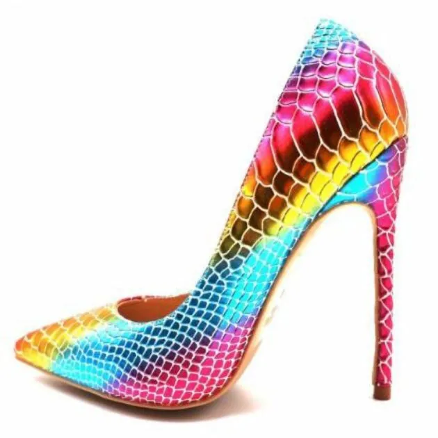 Rainbow snake print point-toe pumps Charlotte