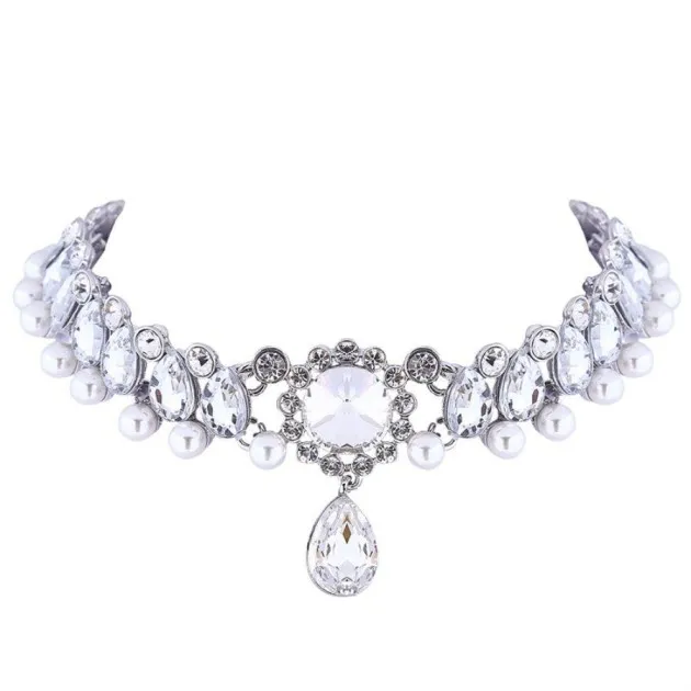 Zircon Type Pearl Choker Necklace Clavicle Chain