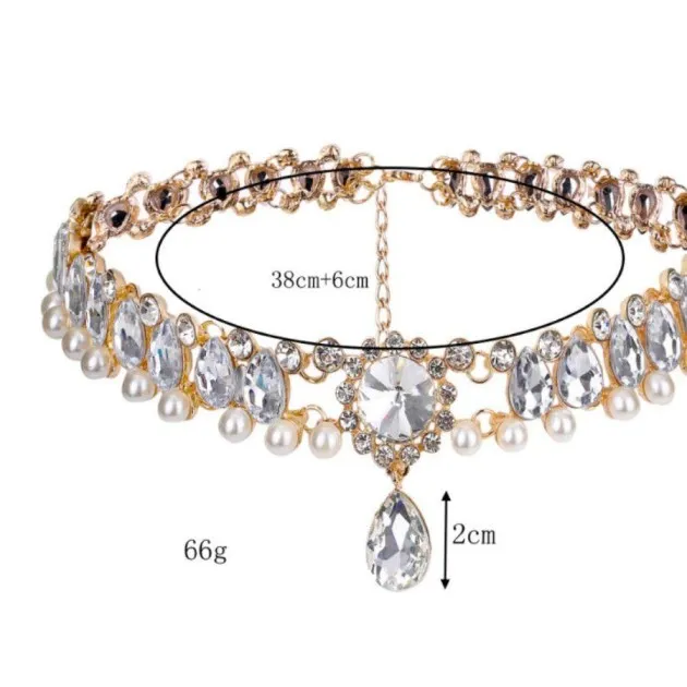 Zircon Type Pearl Choker Necklace Clavicle Chain