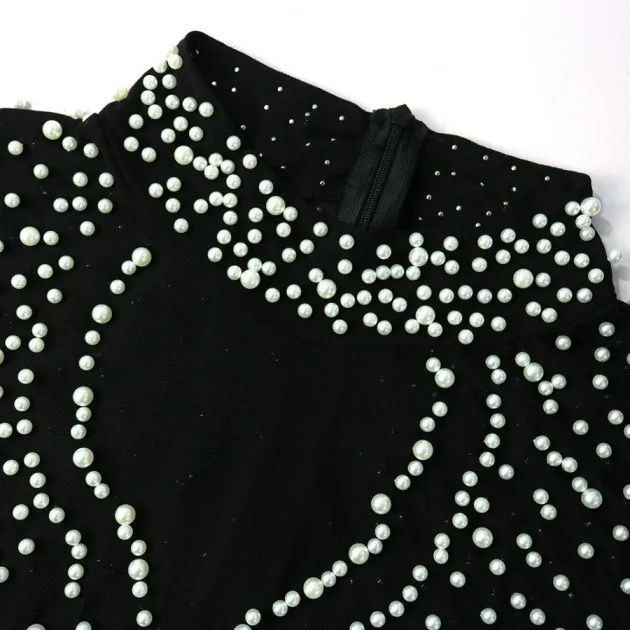 Sexy See-through Tulle And Beaded Round Neck Short-sleeved Evening Dress